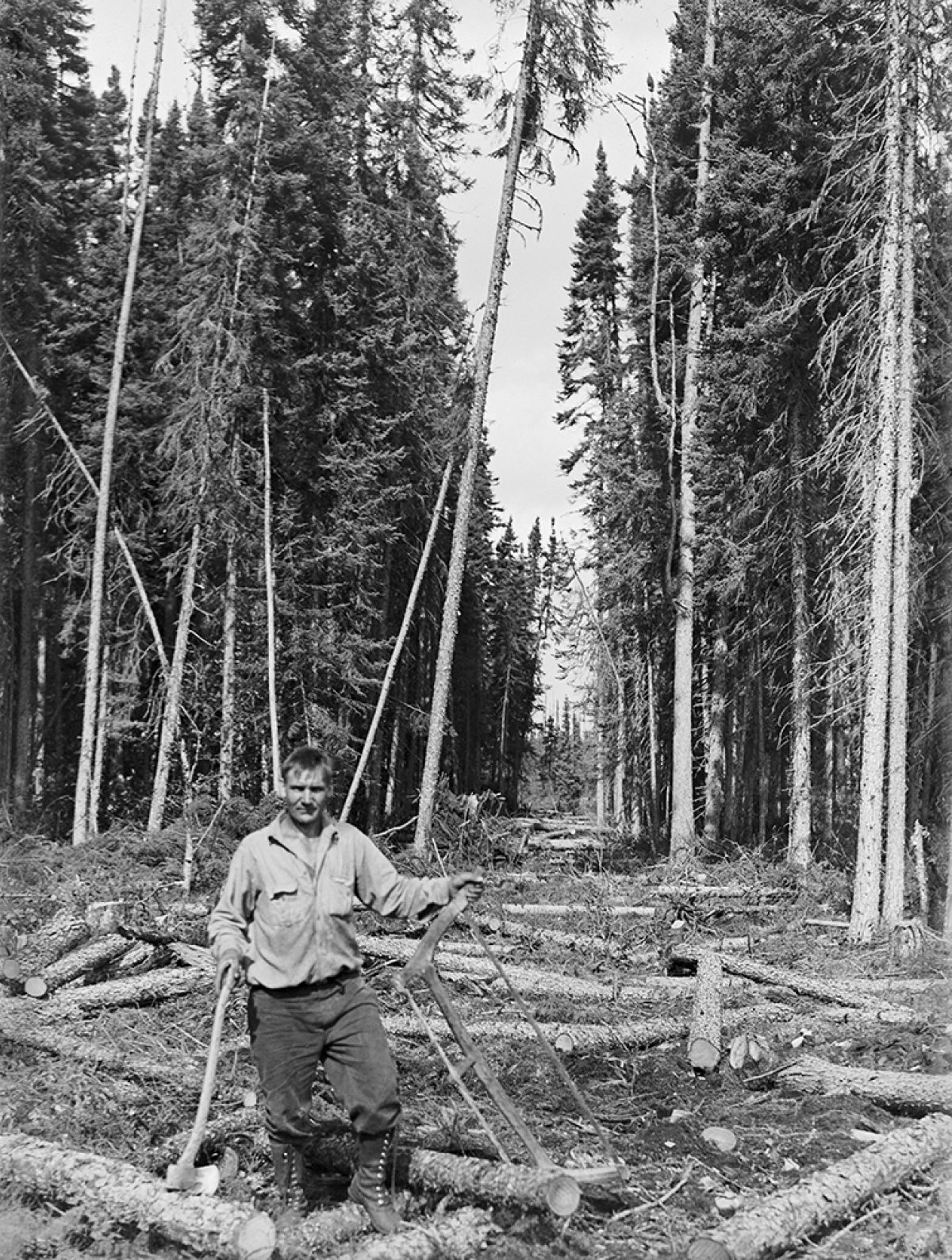 ”Pappersträarbetare” nära Port Arthur i Ontario, Kanada, 1927. Foto: Sakari Pälsi / Museiverkets Bildsamlingar