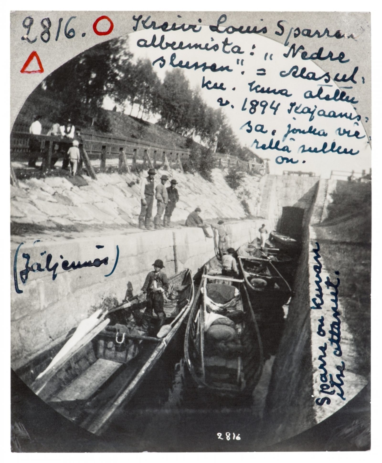 Kajaani tar canals in 1893. Count Sparre used the photo as a model for a drawing published in the Nuori Suomi Christmas album in 1893. Photo digitised from a print. Photo: Louis Sparre / Kaleva / Press Photo Archive JOKA / Finnish Heritage Agency. Objektinumero: JOKAKAL3B2643B:14 Kajaani tar canals in 1893. Count Sparre used the photo as a model for a drawing published in the Nuori Suomi Christmas album in 1893. Photo digitised from a print. Photo: Louis Sparre / Kaleva / Press Photo Archive JOKA / Finnish Heritage Agency. Objektinumero: JOKAKAL3B2643B:14
