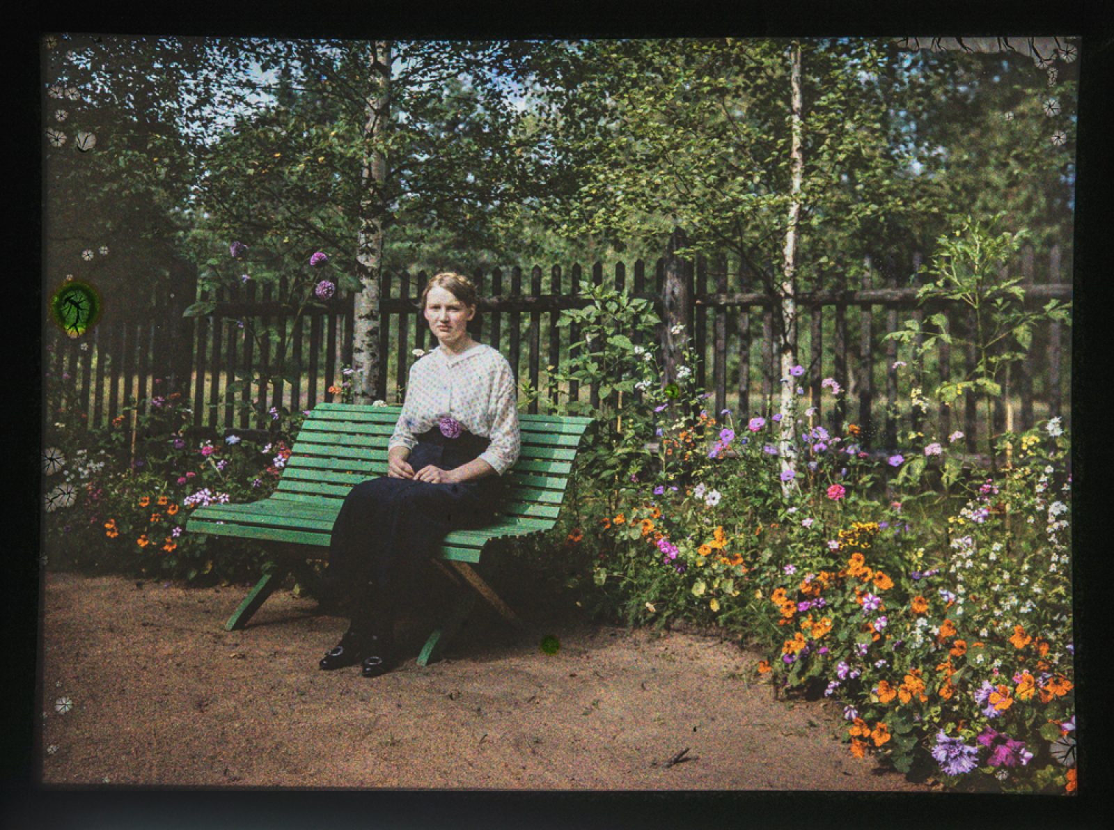 Helka, sister of Reino Pietinen, among a profusion of flowers. Photo: Reino Pietinen / Picture Collections of the Finnish Heritage Agency. Objektinumero: HK19670603:53475 Helka, sister of Reino Pietinen, among a profusion of flowers. Photo: Reino Pietinen / Picture Collections of the Finnish Heritage Agency. Objektinumero: HK19670603:53475
