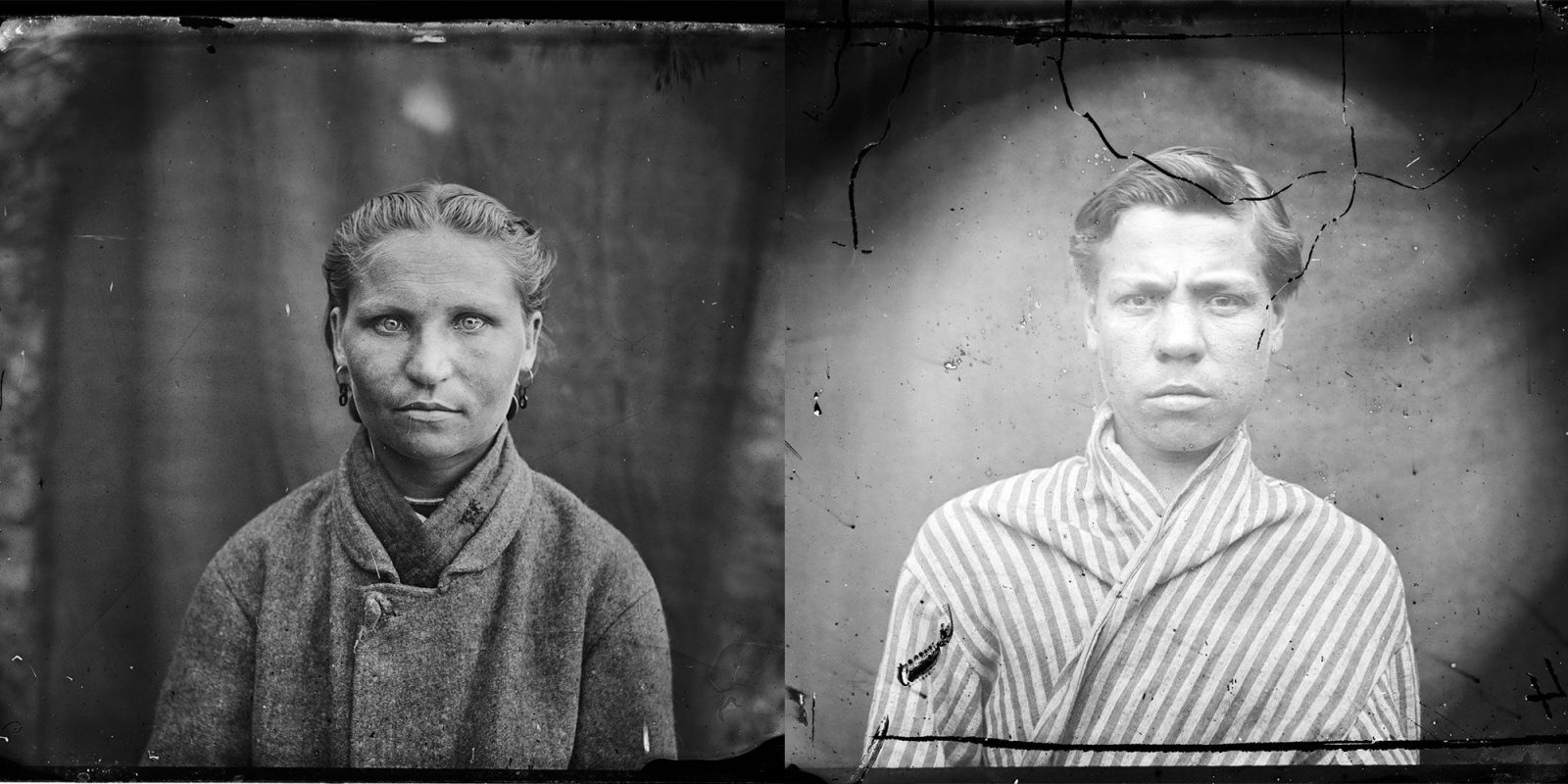 Kahden kuvan yhdistelmä. Vasemmalla ja oikealla mies. Molemmat katsovat vakavina suoraan kameraan.. Kuvaaja: Gustaf Retzius Kahden kuvan yhdistelmä. Vasemmalla ja oikealla mies. Molemmat katsovat vakavina suoraan kameraan.. Kuvaaja: Gustaf Retzius