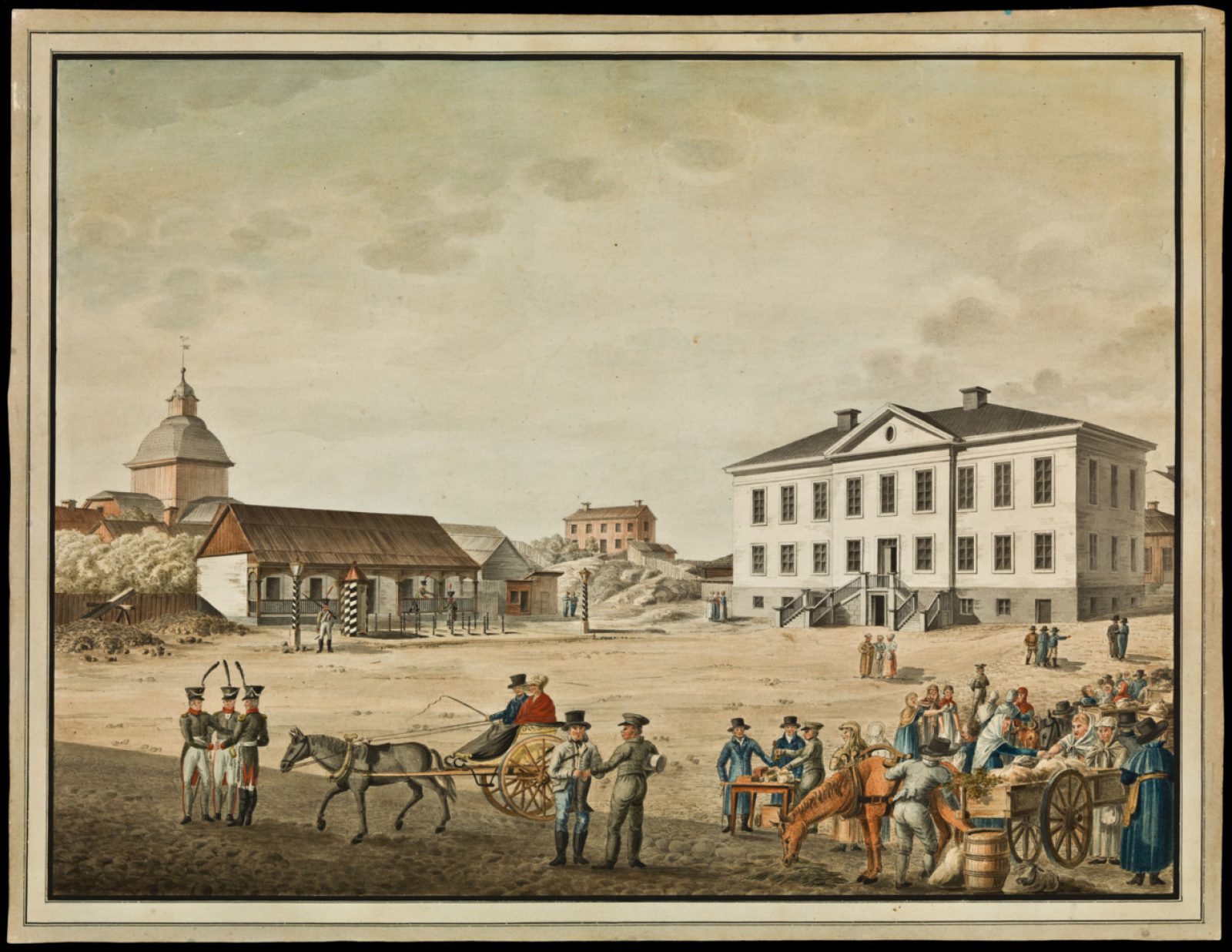 Vesivärimaalaus Helsingin vanhasta Suurtorista. Kuvaaja: C. L. Engel. Lisenssi: CC BY 4.0 Vesivärimaalaus Helsingin vanhasta Suurtorista. Kuvaaja: C. L. Engel. Lisenssi: CC BY 4.0