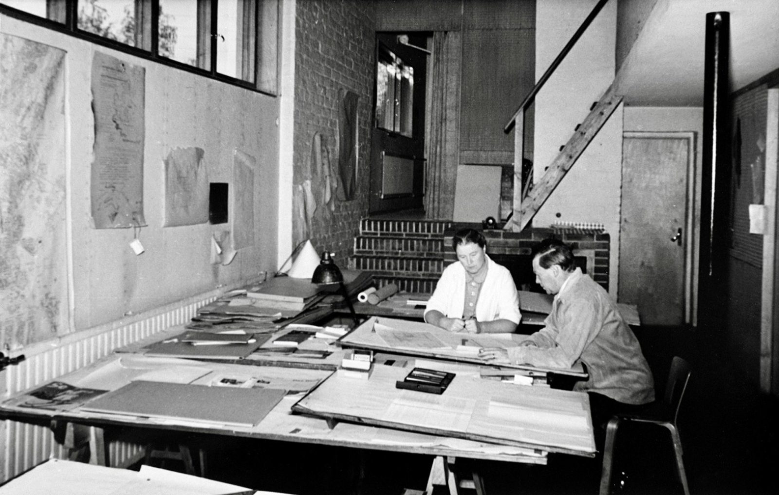 Alvar Aallon ateljee, 1954–55, 1962–63. Piirustussali 1950-luvulla. Kuvaaja: Heikki Havas © Alvar Aalto Foundation